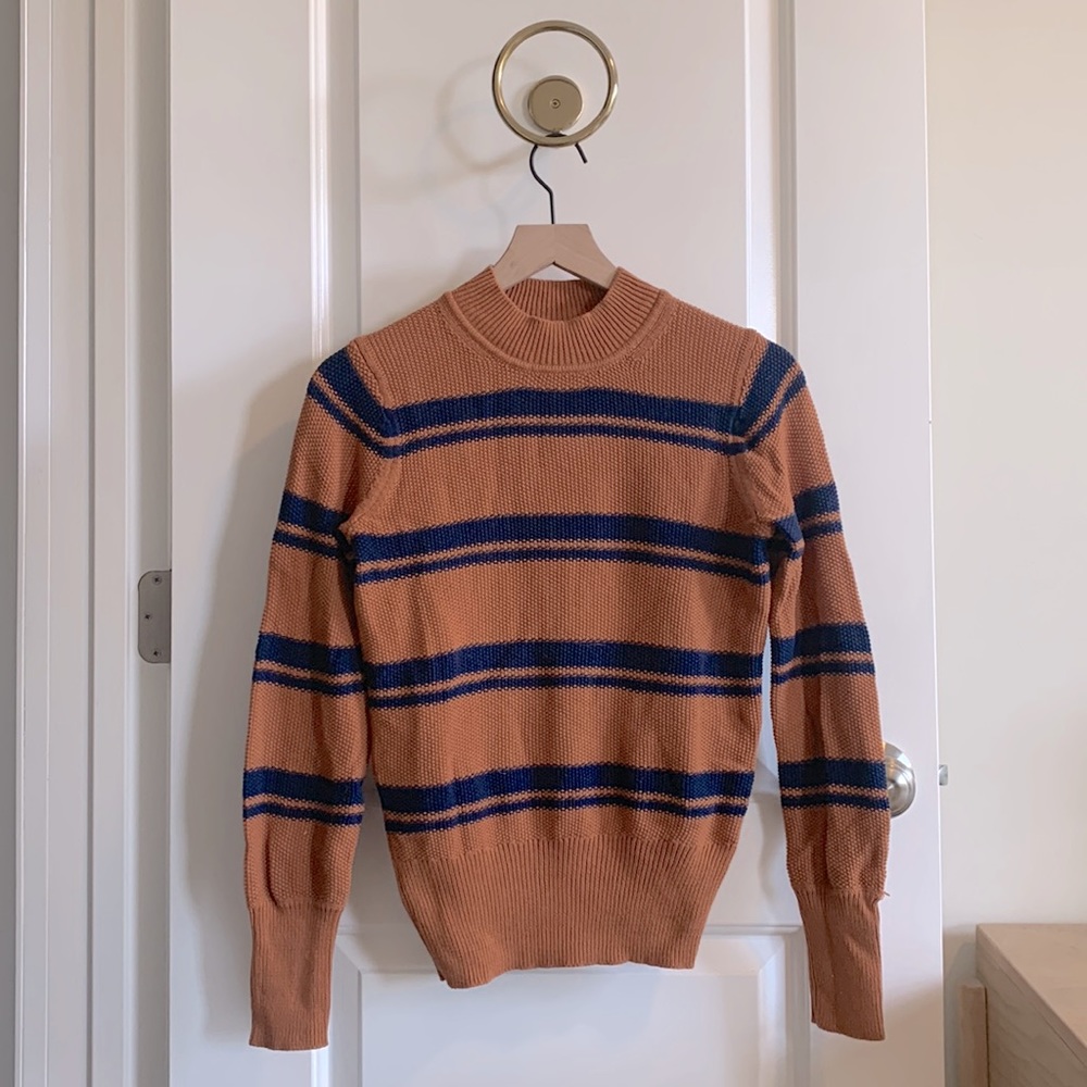 Striped Mock Turtleneck Sweater